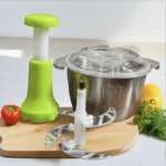 2 Litre 4 Blades Meat and Vegetable Manual Push Chopper with Stainless Steel Bowl - Image 4