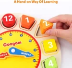 oy Joy Wooden Shape Color Sorting Clock Teaching Time Number Blocks Puzzle Stacking Sorter Jigsaw Montessori Early Learning Educational Toy Gift for Year Old Kids - Image 4