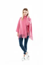 Winter Fleece Poncho with High Neck, Tassel Design & Adjustable Short Sleeves – Best For Girls/Princess Free Sizes - Image 4
